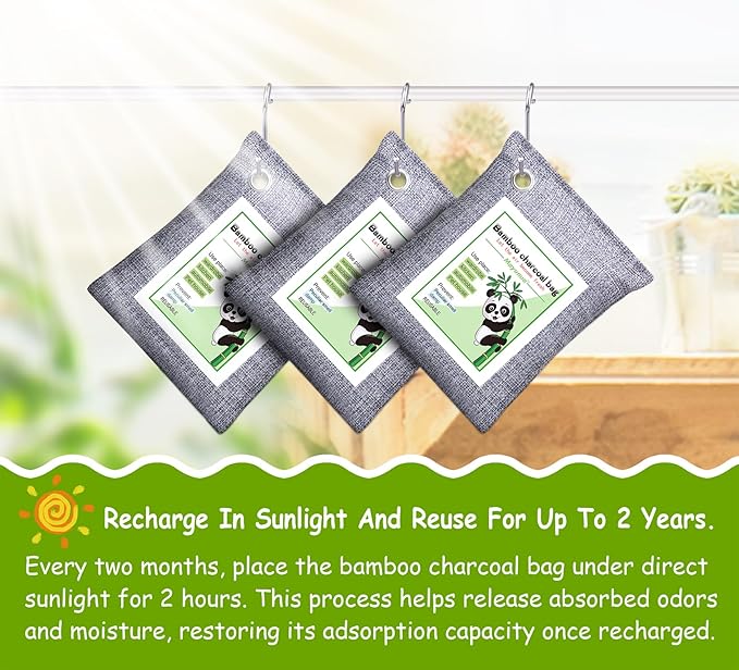 Mayunuo Activated Charcoal Odor Absorber for Strong Odor, Basement, Cars, Closets, Shoes, Smoke. 8 Pack Bamboo Charcoal Air Purifying Bags Deodorizer Odor Eliminator for Home