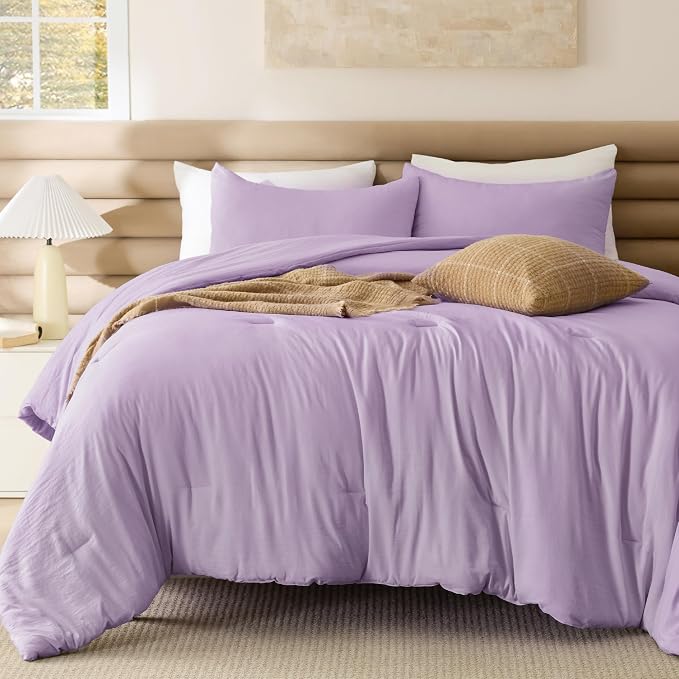 Bedsure Twin/Twin XL Comforter Set, Lavendar Soft Prewashed Bedding - Image 2