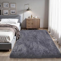 4x6 Thick Grey Fluffy Shag Rug for Bedroom, Plush Washable Carpet | Area Rug by KICHOWUA