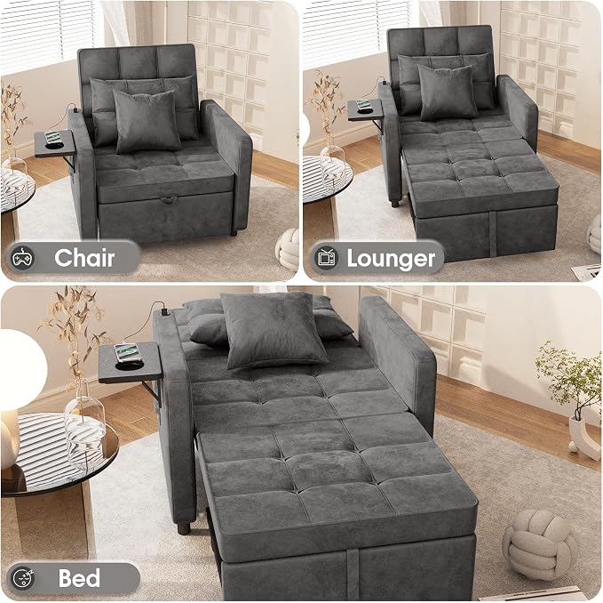 Convertible Sleeper Chair Bed, 3-in-1 Sofa Bed - Image 5