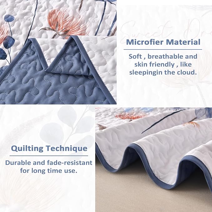 Dinjoy Quilt Set King Size, Soft Microfiber, Farmhouse Bedding - Image 5