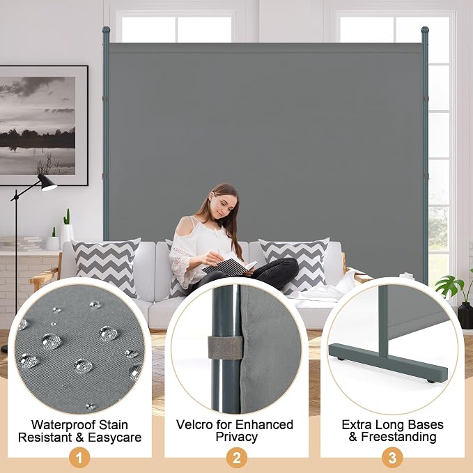 Room Divider Single Panel, 6FT Large Privacy Screen - Image 5