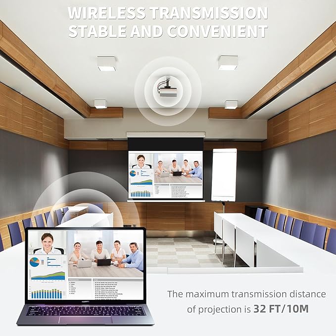 VJZFA Wireless Display Adaptor - 1080p Wireless HDMI Display Dongle Adapter, Plug and Play, for Laptop, PC, Smartphone to HDTV Projector Monitor