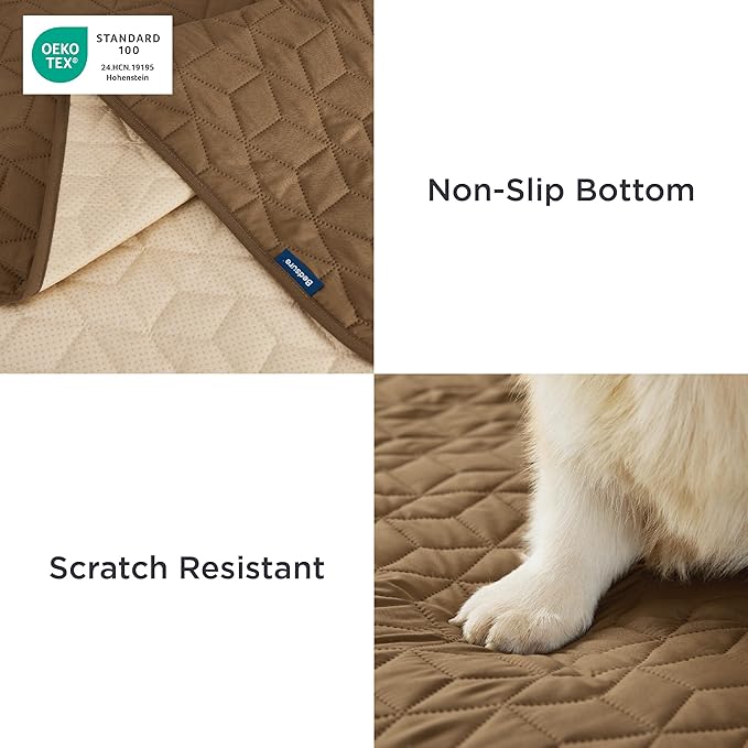 Bedsure 100% Waterproof Couch Cover for Dogs Washable - Non Slip Waterproof Blanket Large for Bed Sofa, Lightweight Furniture Protector Durable for Pet Cat Puppy with Non-Slip Bottom, Brown, 52x82IN