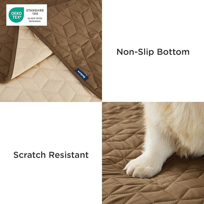Bedsure 100% Waterproof Couch Cover for Dogs Washable - Non Slip Waterproof Blanket Large for Bed Sofa, Lightweight Furniture Protector Durable for Pet Cat Puppy with Non-Slip Bottom, Brown, 52x82IN