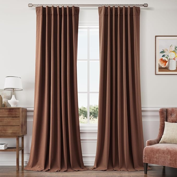 Joywell 100% Blackout Linen Curtains 108 Inch Long by Joywell