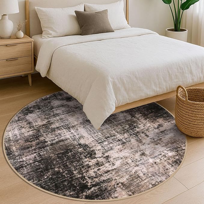 Abstract Round Area Rug 6 Ft Washable Circle Rugs Large Round Rug Non Slip Thin - Image 8