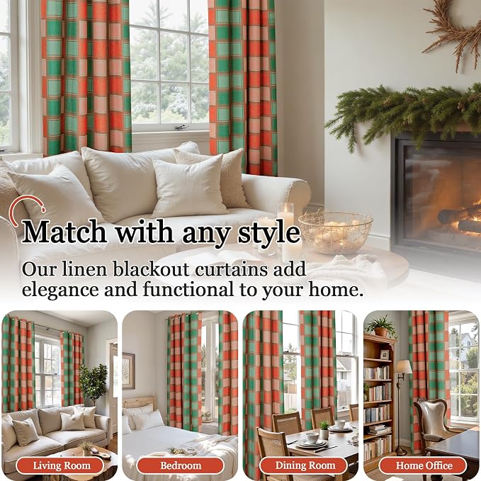 Plaid Curtains Gingham Patterned - Image 3