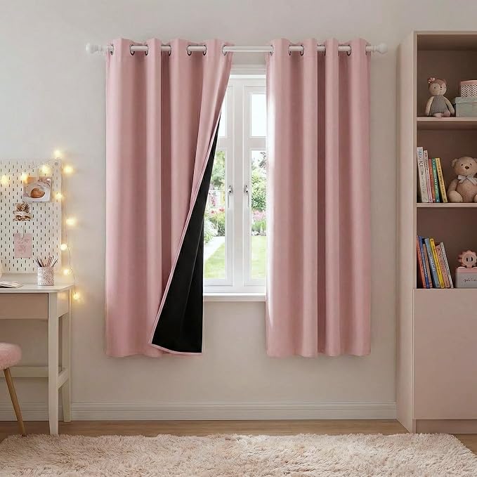 NICETOWN 100% Blackout Pink Nursery Curtains - Image 9