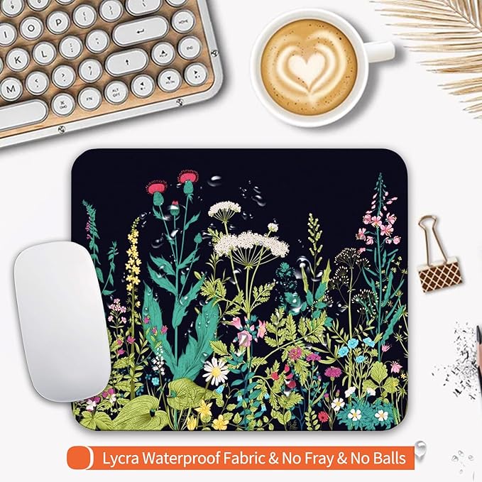 Armanza Square Mouse Pad Midnight Flowers,Personalized Premium-Textured Custom Mouse Mat Design,Washable Mousepad Cloth,Non-Slip Rubber Base Computer Mouse Pads for Wireless Mouse