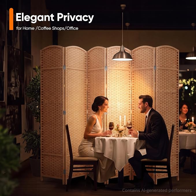 Outdoor Privacy Screen 6-Panel Folding Room Divider Space Partition | 67"H 96"W - Image 8