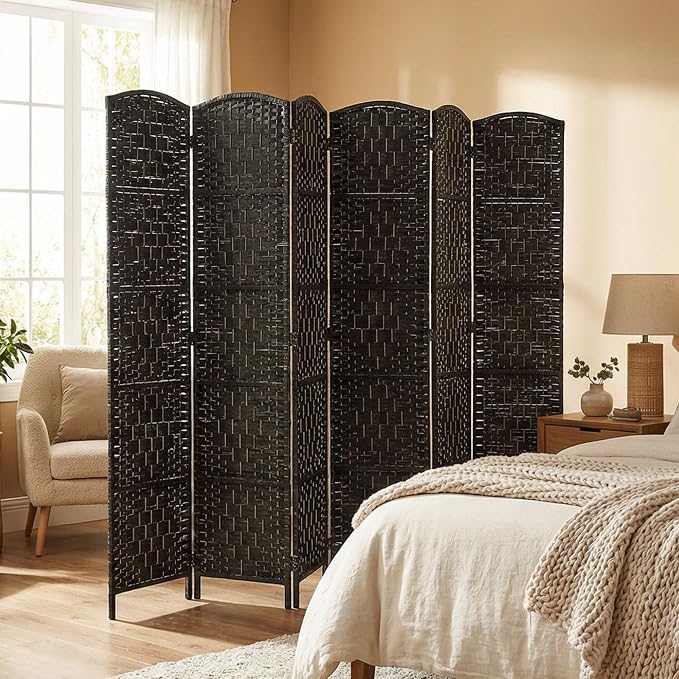 HOMCOM Room Divider 6-Panel, 6FT-Tall Folding Privacy Screen, Coffee | - Image 9