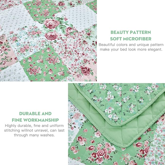 DaisyHuang Oversized King Bedspread 138x120 Extra Wide, Farmhouse Patchwork - Image 6