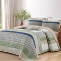 WONGS BEDDING King Quilt Set Khaki Green, 3 Pieces Striped Bedspread | Ultra by WONGSBEDDING