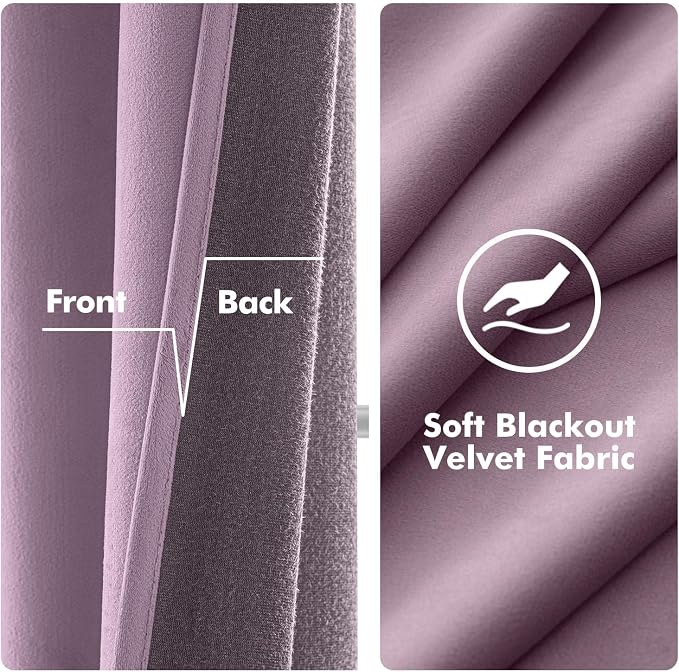 MIULEE Velvet Curtains Lavender 52 x 96 Inch Length Set of 2 | Grommet Drapes - Image 3
