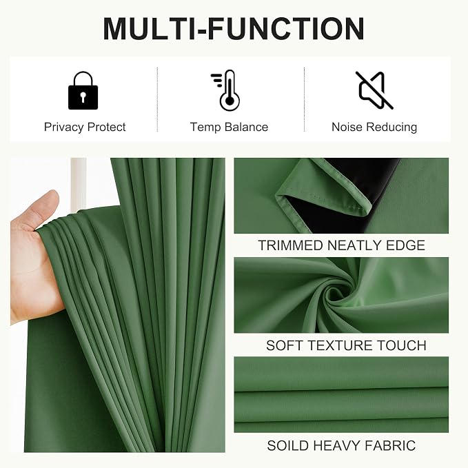 NICETOWN Forest Green Blackout Curtains 84 Inches Long - Image 5