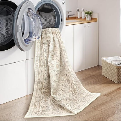 zesthome Washable Runner Rug 2.5x8 - Stain Resistant Entryway Rug,Ultra-Thin Kitchen Rugs, Anti Slip Backing Runner Rugs for Entrance Laundry Room Indoor Hallway (Cream/Beige,2.5'x8')