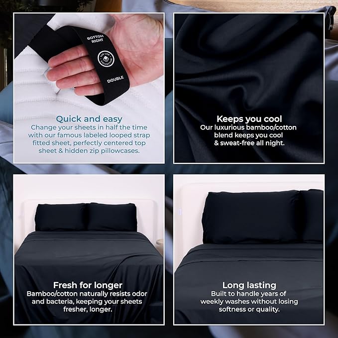 THE LAD COLLECTIVE 3.0 California King Bedding Set - Cali King Bedding Sets - 4-Piece Bedset w/Fitted Sheet, Top Sheet & 2 Standard Pillowcases [Duvet Not Included] - Bamboo-Cotton - Nevada Nights