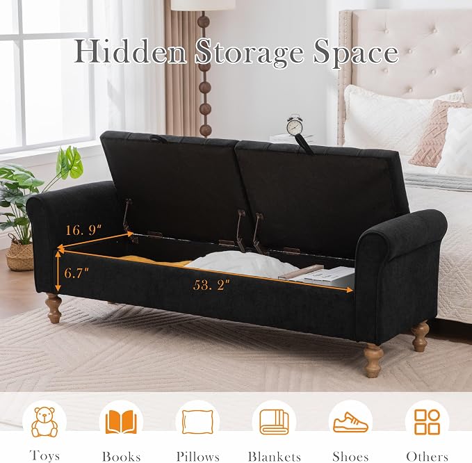 Aoiy & Wifon 65.7" W Large Storage Ottoman Bench, King Size End of Bed Storage - Image 4