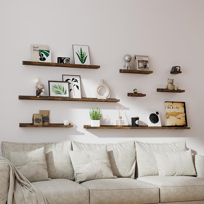 Small Brown Floating Shelves for Wall, Shelf - Image 5