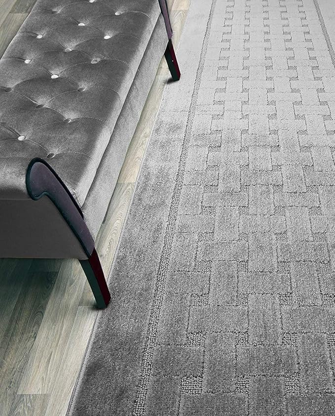 Non Slip Washable Carpet Runner Rug with Rubber Backing, Custom Floor Mat for Kitchen Hallway Stairs Bedroom Bathroom Entry, Grey, Your Choice of Length, 26 Inch X 21 feet