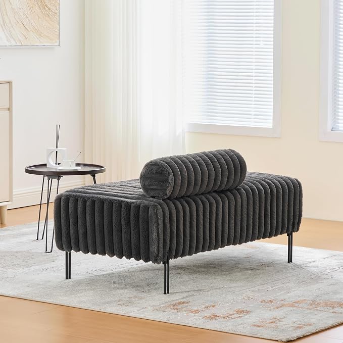 KEIKI 49.6" Upholstered Sofa End of Bed Bench Ottoman Footrest, Mini Loveseat - Image 6