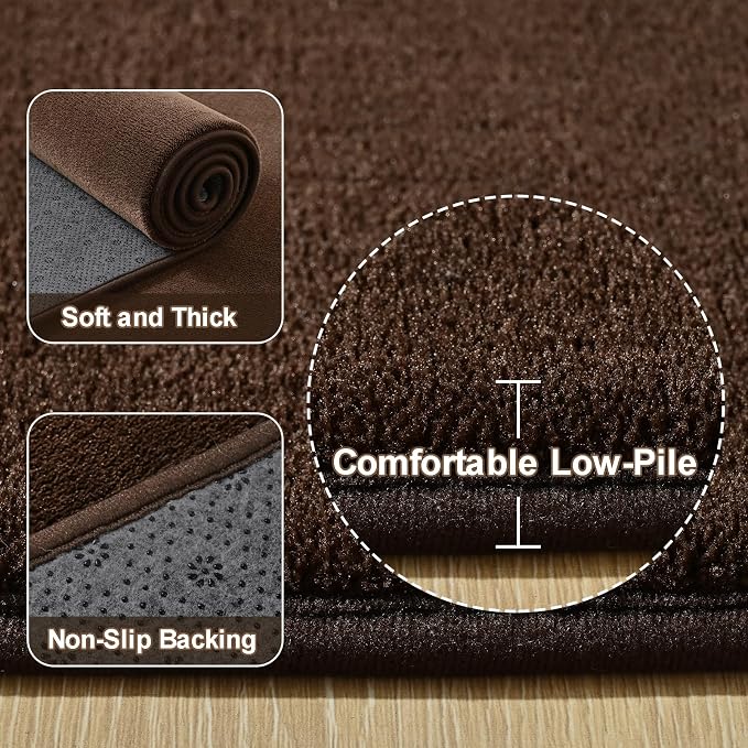 Large Area Rugs for Bedroom Living Room, 6x9 Brown Memory Foam Rug | Thickened - Image 3