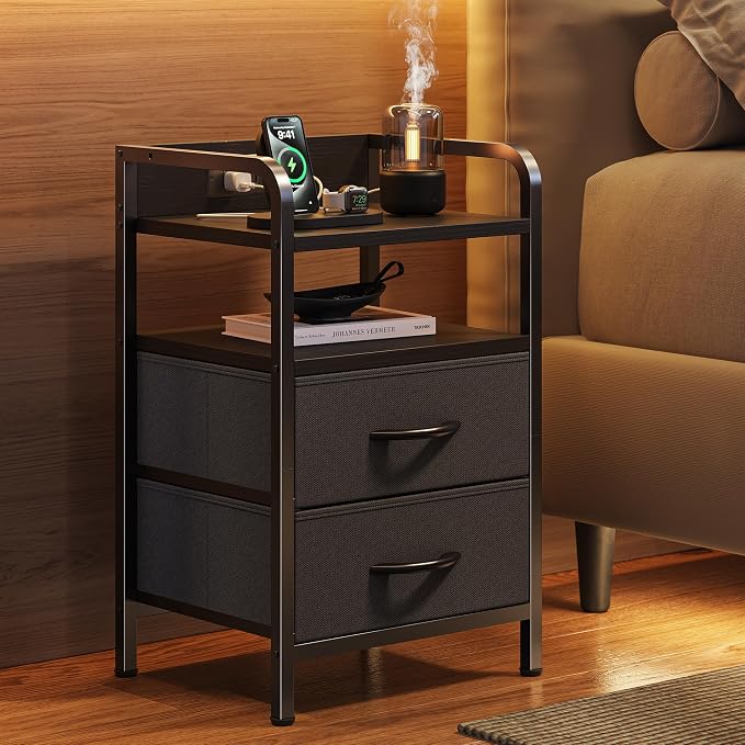 Huuger Nightstands Set of 2, Night Stand, Charging Station, USB-C Ports | 2 - Image 2