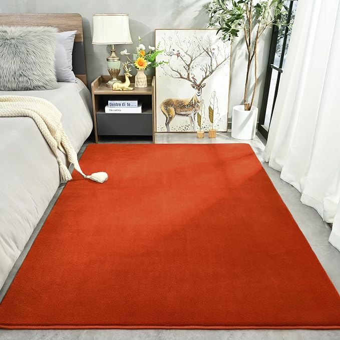 Modern Area Rug for Bedroom Living Room, 4x6 Orange Memory Foam Rug | Thickened - Image 2