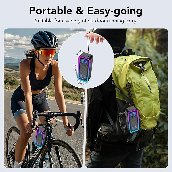 IKT Portable Bluetooth Speaker with Lights x Stocking Stuffers, 30W Loud Stereo Sound, Bluetooth5.4, Enhanced Bass,30H Playtime, TWS Pairing, IPX7 Waterproof, Speakersfor Home/Party/Outdoor