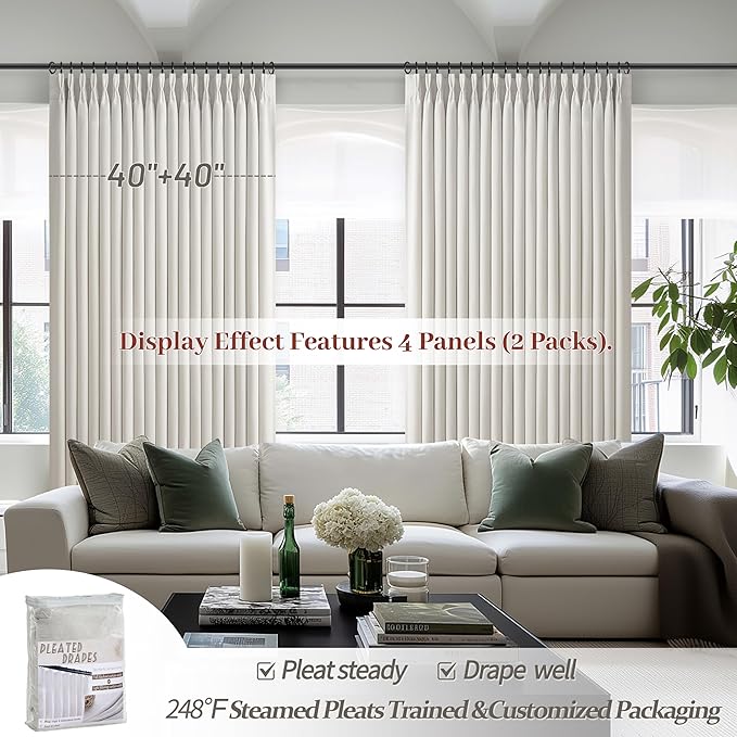 Pleat Viral Linen 90 Inch Blackout Curtains - Image 4