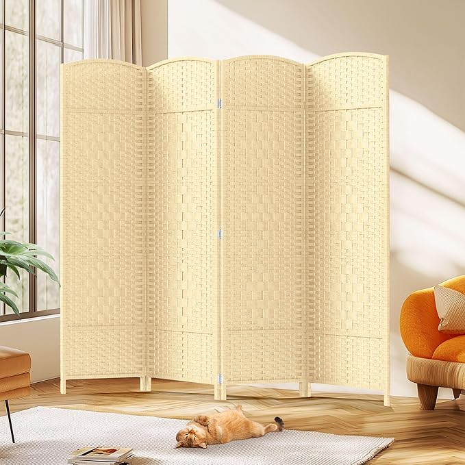 Rattan Room Divider, 4-Panel Folding Privacy Screen 6ft. Extra Wide | Room by Jostyle