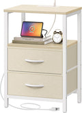 Huuger Nightstand with Charging Station, Side Table with Fabric Drawers | End by Huuger