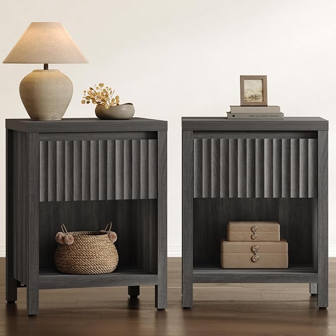 SICOTAS Fluted Night Stand Set of 2, Modern Nightstands by SICOTAS