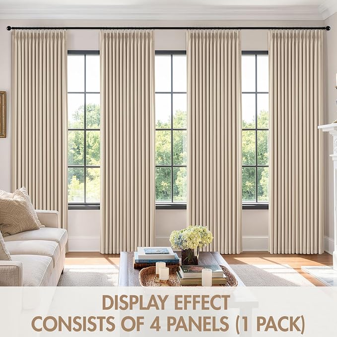 MIULEE Pinch Pleated 100% Blackout Curtains 40"x90" Natural 4 Panels Set | - Image 7