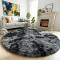 Amdrebio Tie-Dyed Dark Grey Circle Area Rug 5Ft by Amdrebio