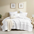 Boho White Quilt California Cal King Size Bedding Set by B2EVER