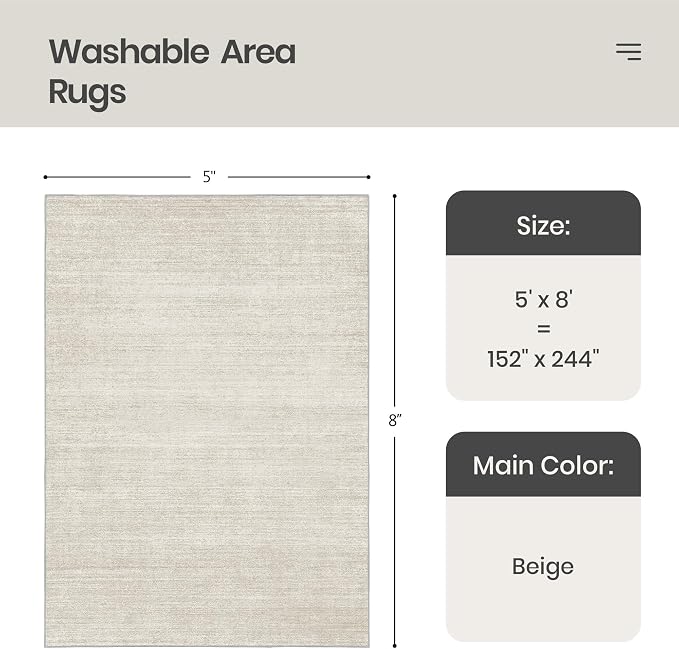 7x9 Area Rug Non Slip, Washable Area Rugs - Image 2