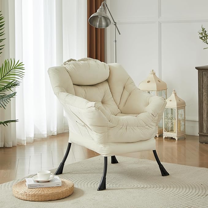 HollyHOME Lazy Chair with Armrest and Side Pocket, Comfy Accent Lounge Chair - Image 7