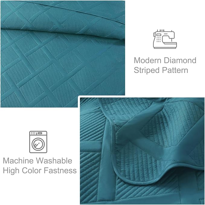 Exclusivo Mezcla California King Size Quilt, Teal | Soft Bedspreads - Image 5