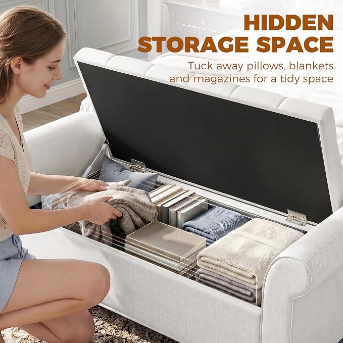 HOMCOM 47" Storage Ottoman End of Bed Bench - Image 4
