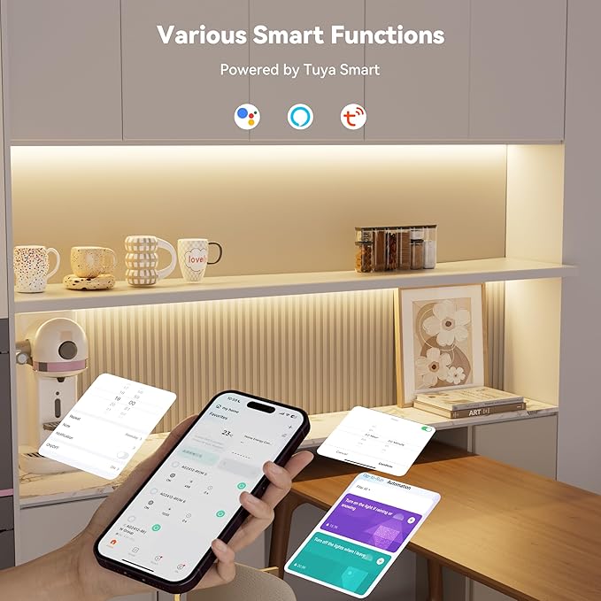 PAUTIX RF WiFi Smart Remote Dimmer for Single Color LED Strip Lights,Compatible with Alexa and Google,14-Key Wireless Remote,DC 12-24V Controller for 3528/2835/5050/COB LED Strip Light