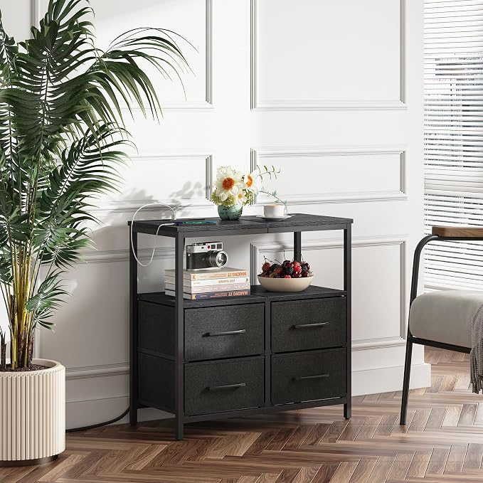 TUTOTAK Large Night Stand with Charging Station | Bedside Table with USB and - Image 6