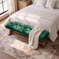 LITTLE TREE 55" Upholstered End of Bed Bench, Solid Wood Tufted Entryway Bench by LITTLETREE