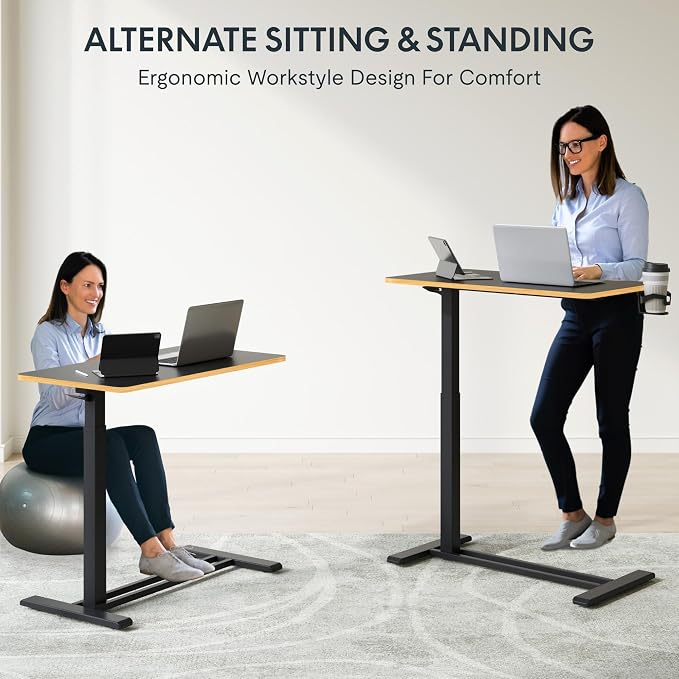 FLEXISPOT H7 32" Pneumatic Height-Adjustable Overbed Table - Image 6