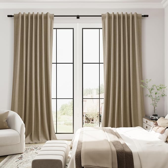 Khaki Linen 100% Blackout Curtains - Image 5