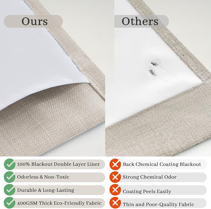 Greyish Beige Blackout Patio Sliding Door Curtains 92 Inches Long 2 Panels - Image 5