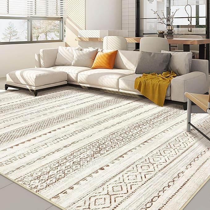 Nakagishi Boho 10x12 Area Rug Living Room Rugs Machine Washable Brown | Soft by NakagishiAreaRug