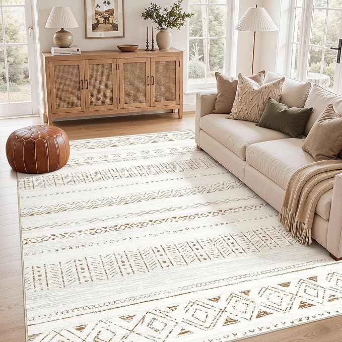 cotiled Boho 5x8 Area Rugs for Living Room: Soft Moroccan Washable Rug | Solve by COTILED