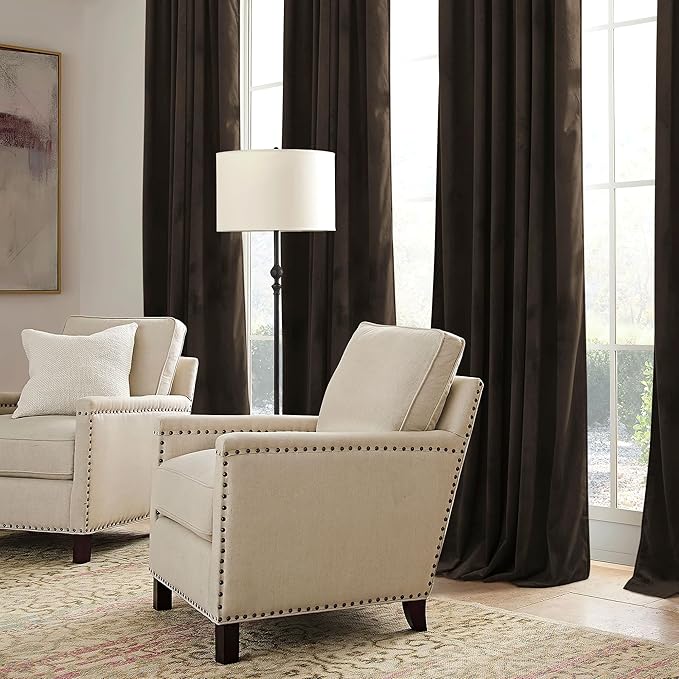 RYB HOME Brown Velvet Curtains for Bedroom Living Room | Thermal Insulated - Image 7